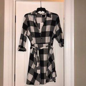 Black and white checkered skater dress